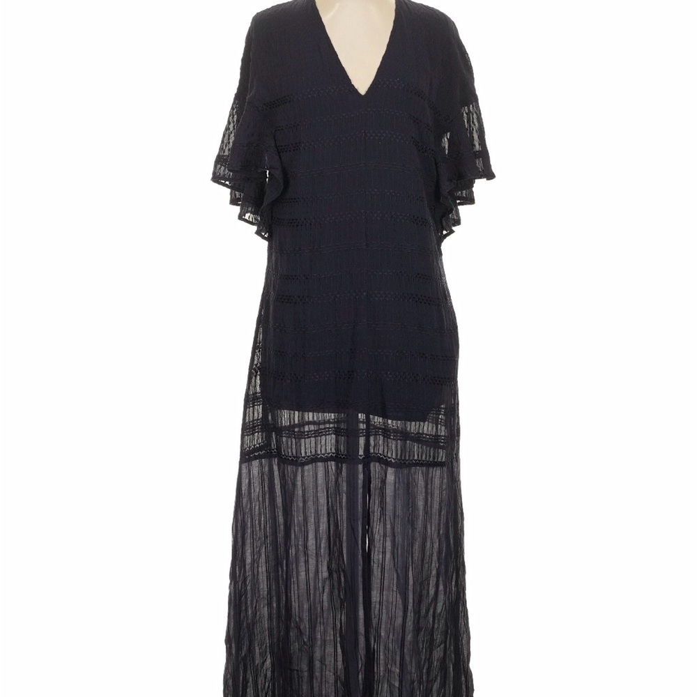 TYRB Sheer Navy Maxi Dress with V-Neck